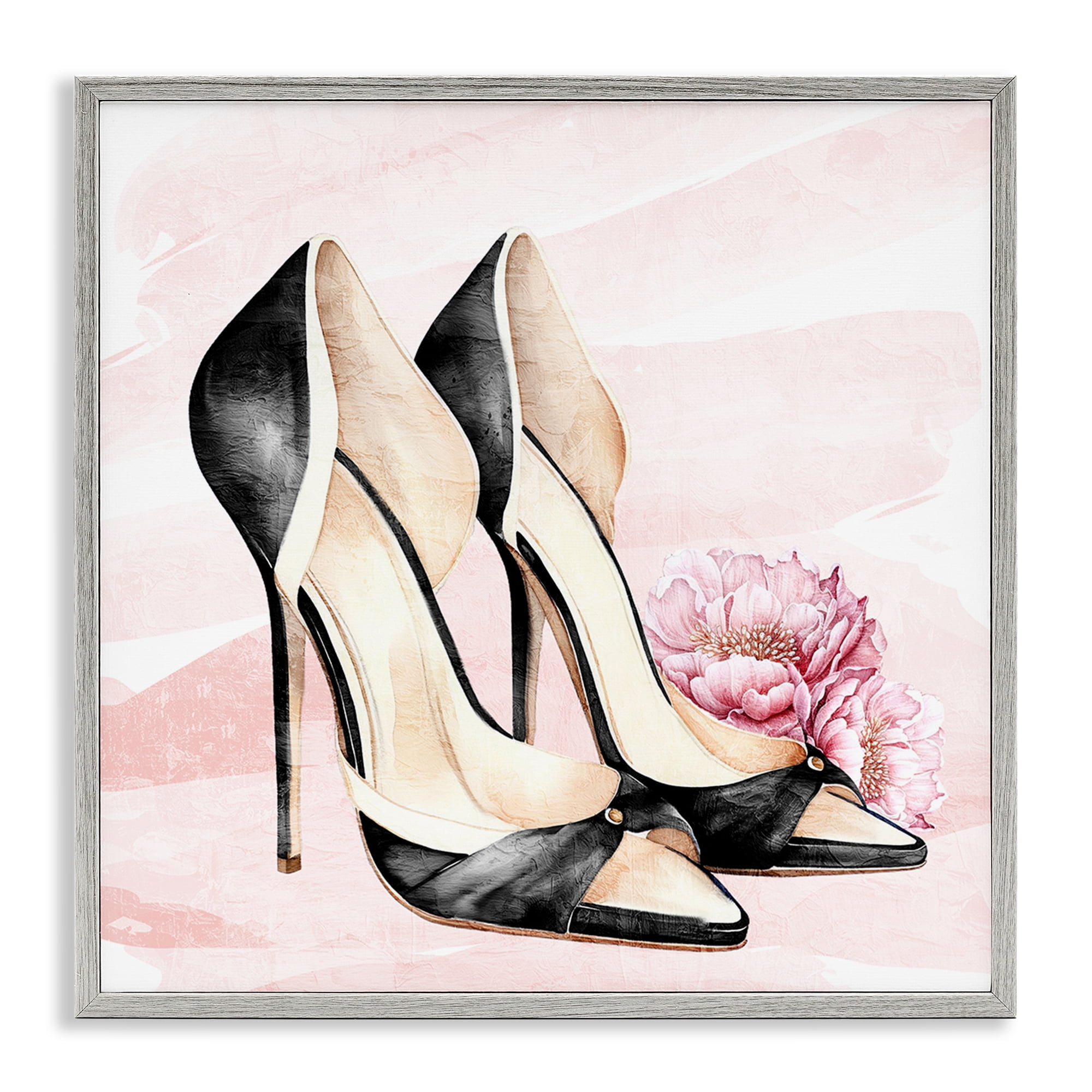 Stupell Industries Glam Time Heels Gray Framed Giclee Art, design by Kim Allen