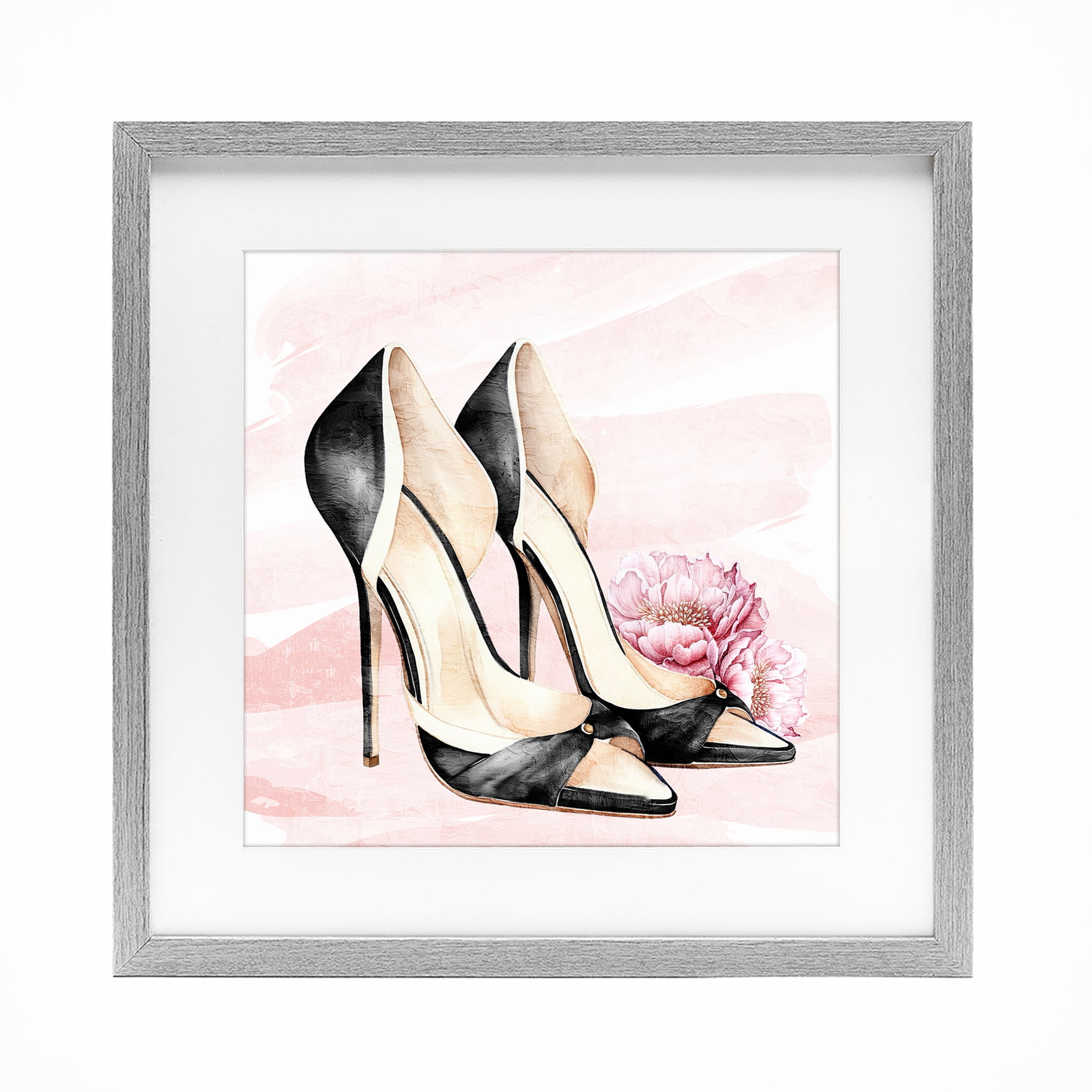 Stupell Industries Glam Time Heels Gray Framed Print Under Glass, design by Kim Allen