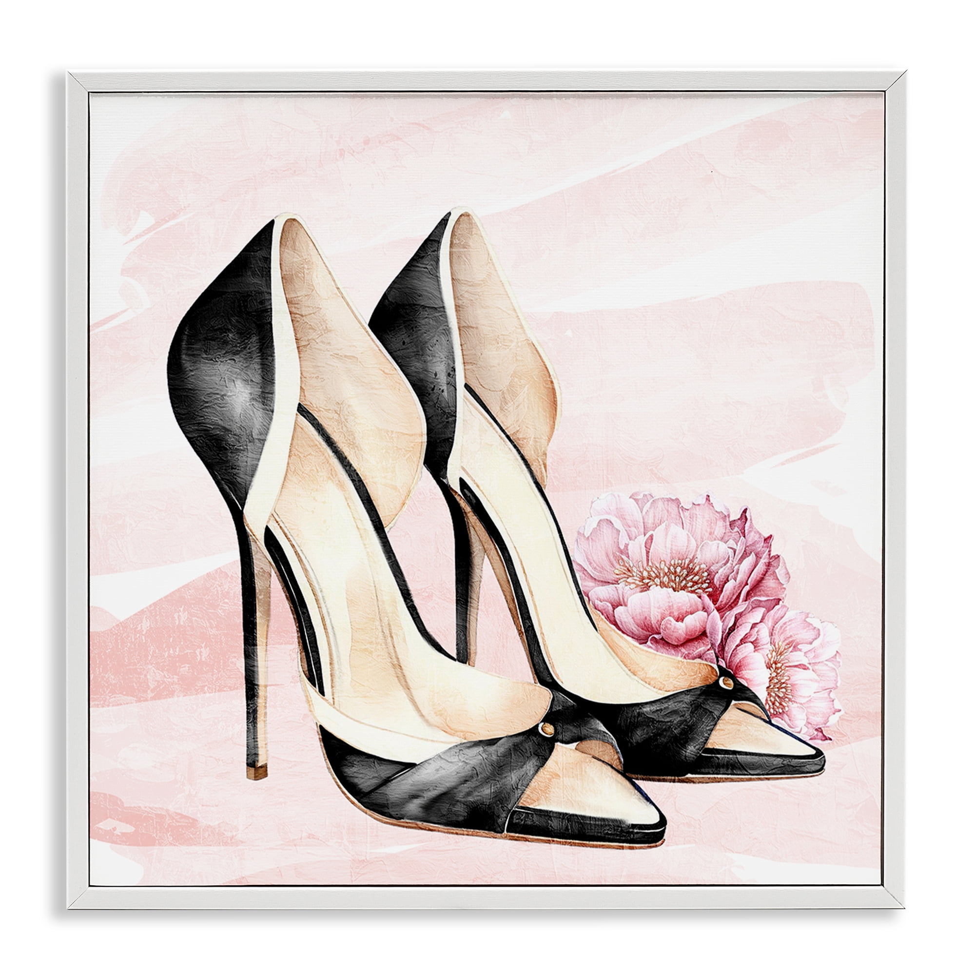 Stupell Industries Glam Time Heels White Framed Giclee Art, design by Kim Allen
