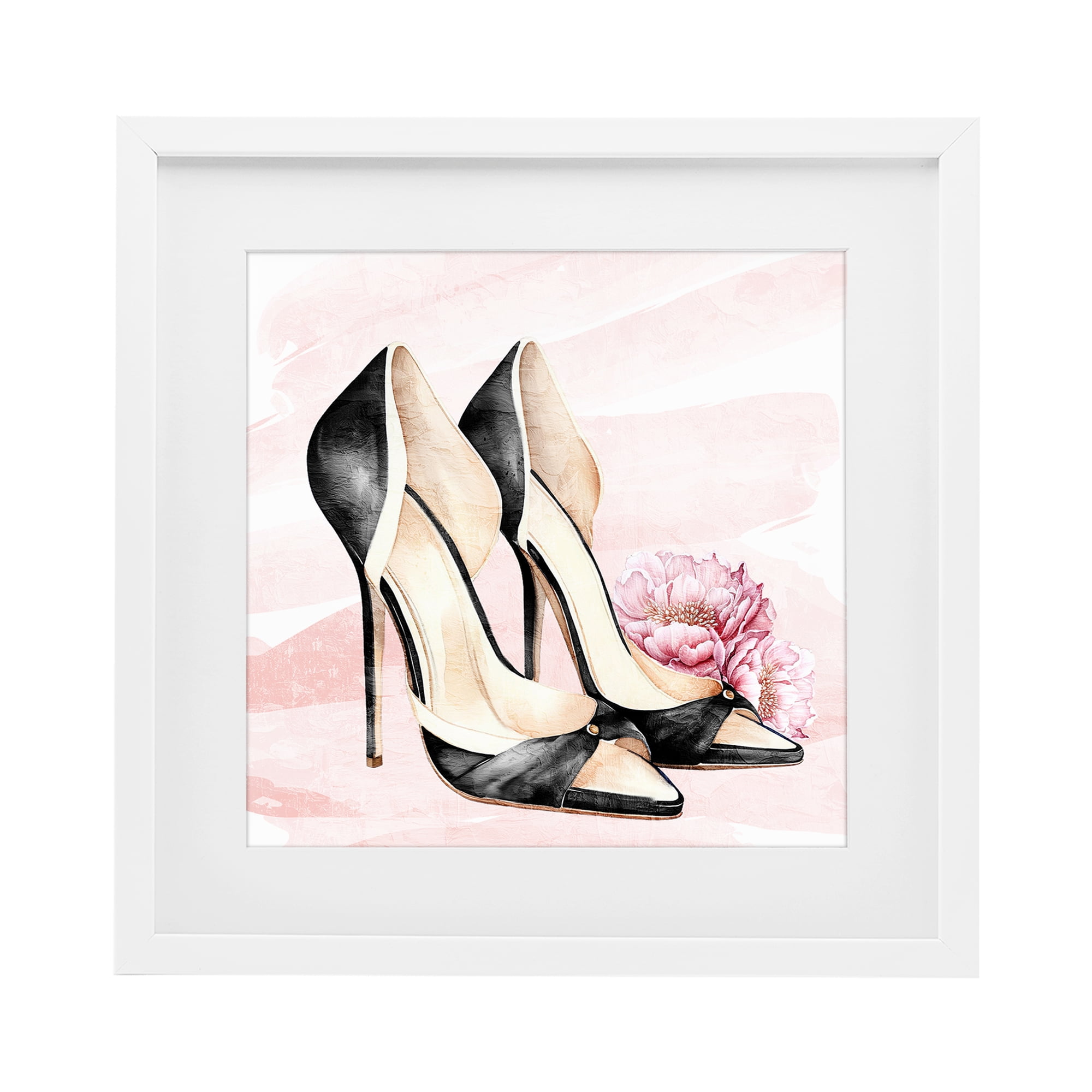 Stupell Industries Glam Time Heels White Framed Print Under Glass, design by Kim Allen