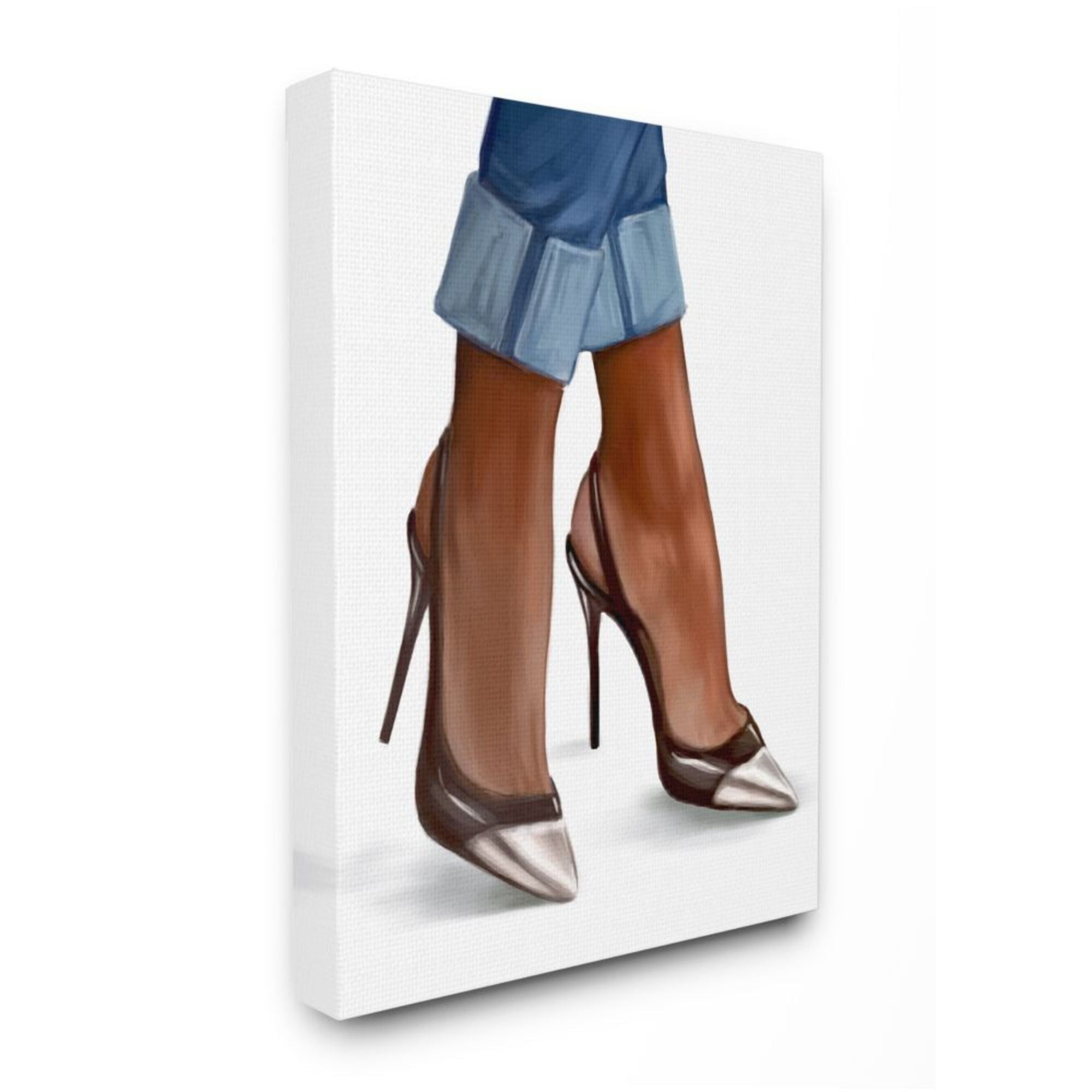Stupell Industries Glam Toe Detail Heels Cuffed Denim Fashion Design by Ziwei Li, 16" x 20"