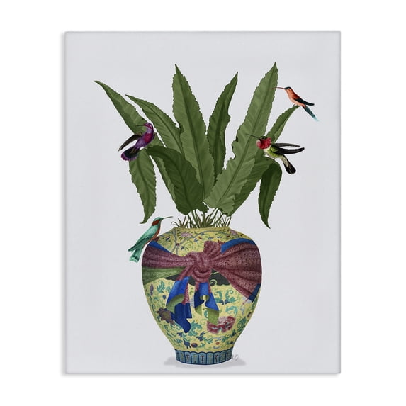 Stupell Industries Glam Traditional Birds on Planter Canvas Art, 16 x 20, by Fab Funky