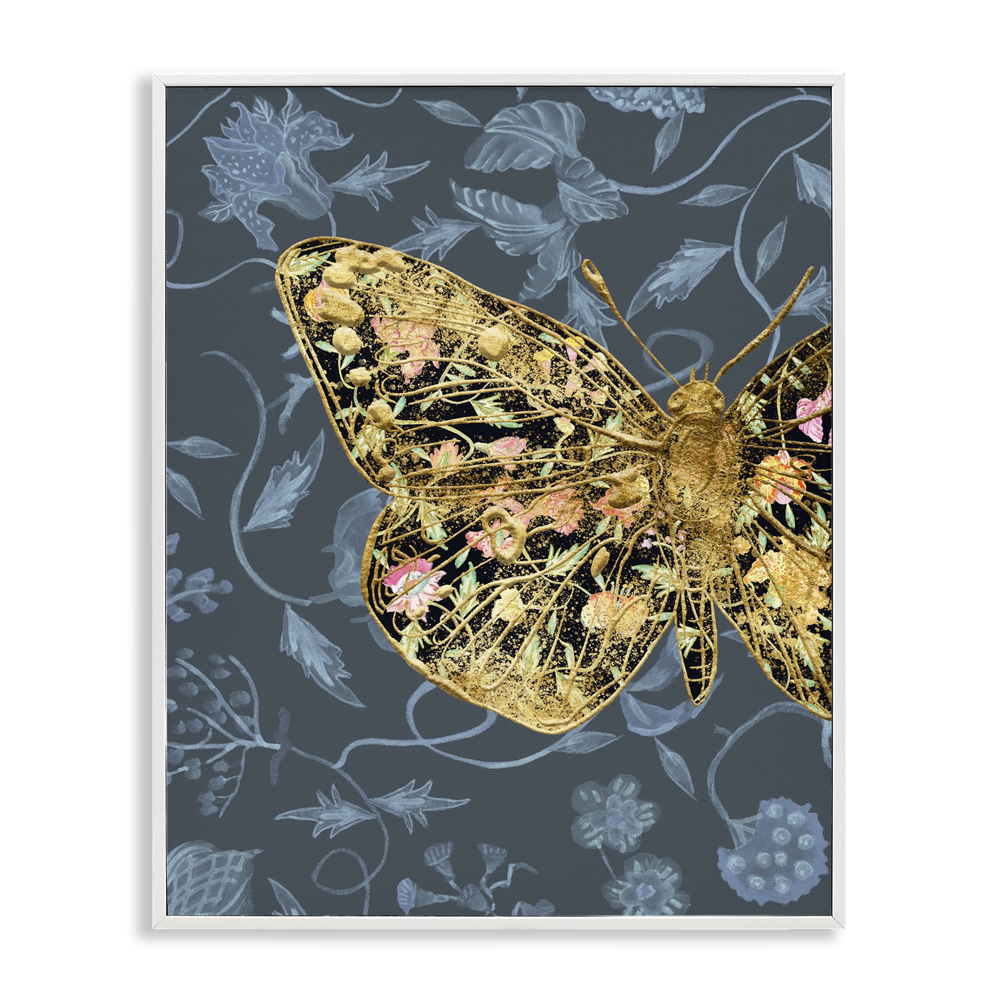 Stupell Industries Glam Traditional Butterfly Animals & Insects Painting White Framed Art Print Wall Art, 11 x 14