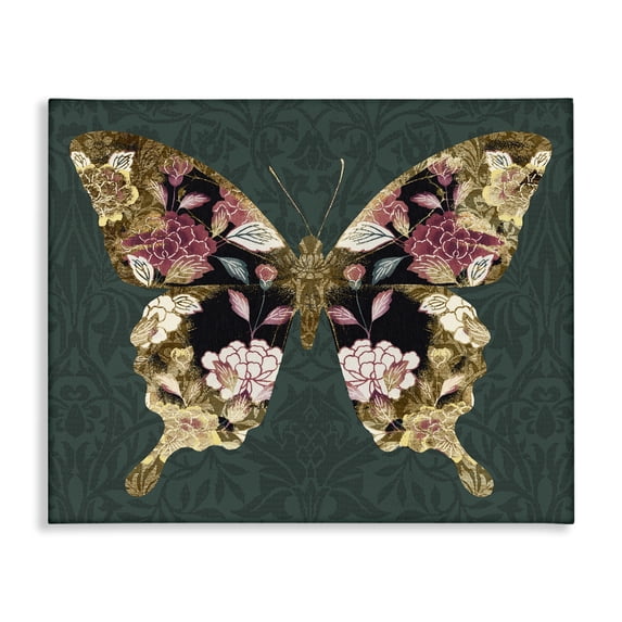 Stupell Industries Glam Traditional Florals Butterfly Canvas Art, 20 x 16, by Victoria Barnes