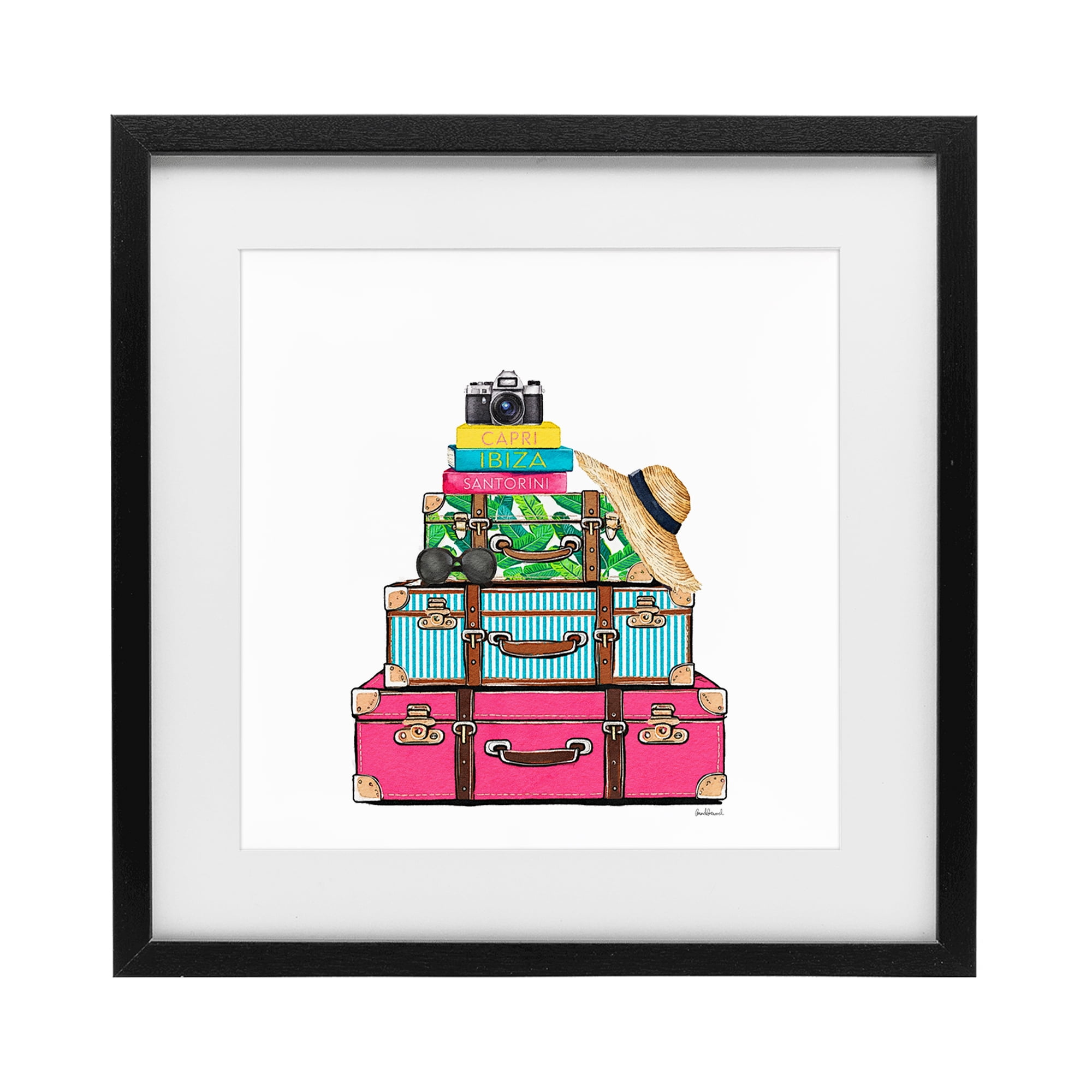 Stupell Industries Glam Travel Suitcases Black Framed Print Under Glass, design by Amanda Greenwood