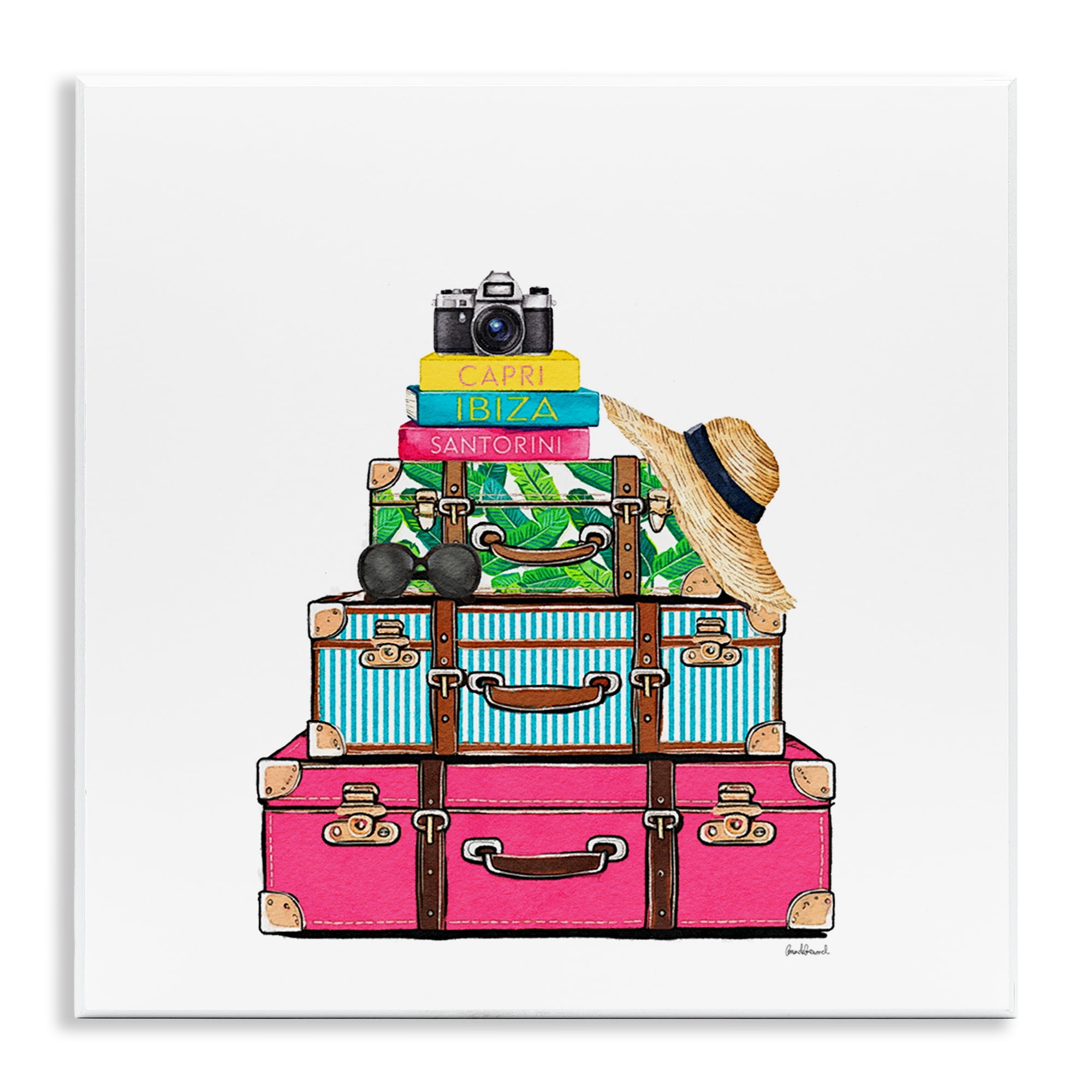 Stupell Industries Glam Travel Suitcases Wall Plaque Art, design by Amanda Greenwood