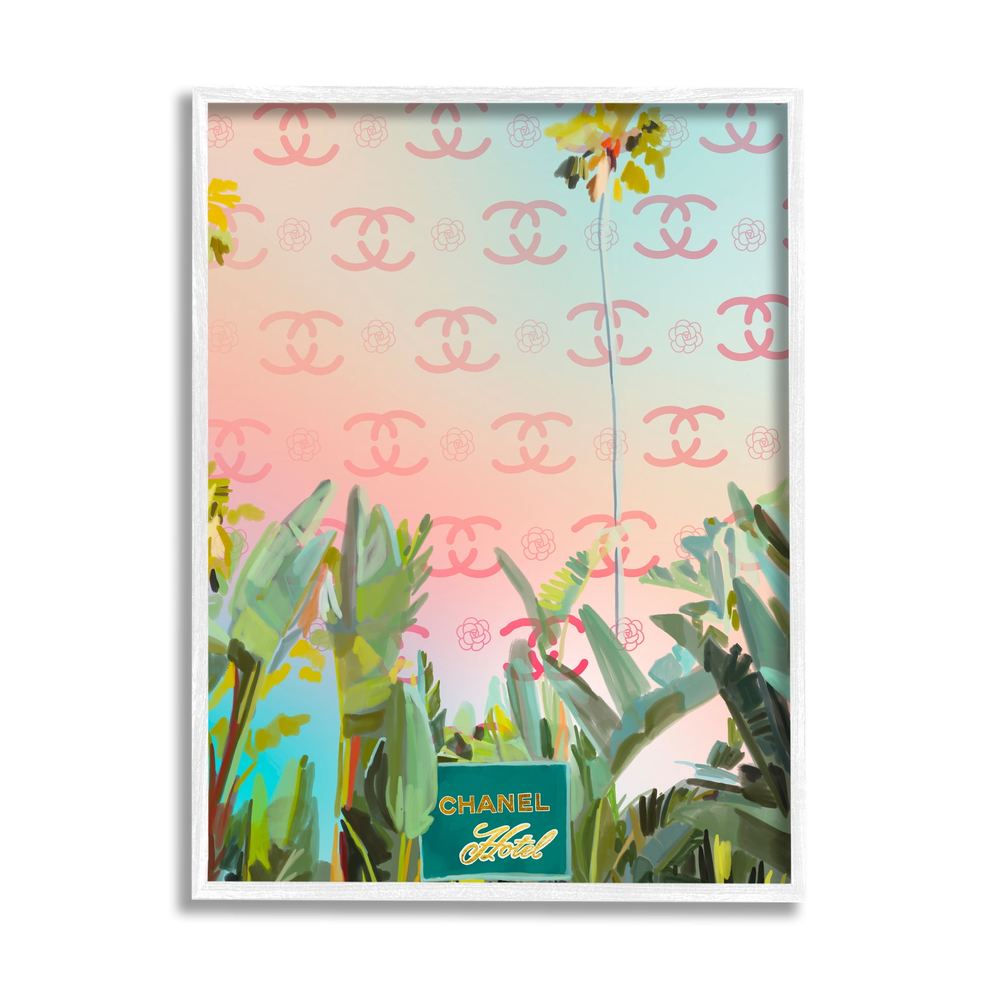 Stupell Industries Glam Tropical Hotel Nature Painting White Framed Art Print Wall Art, 16 x 20