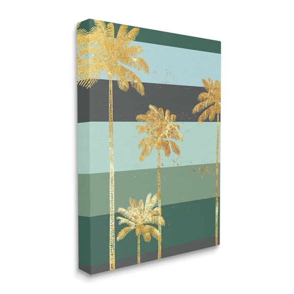 Stupell Industries Glam Tropical Palms over Green Bold Stripes,30 x 40,Designed by Ziwei Li
