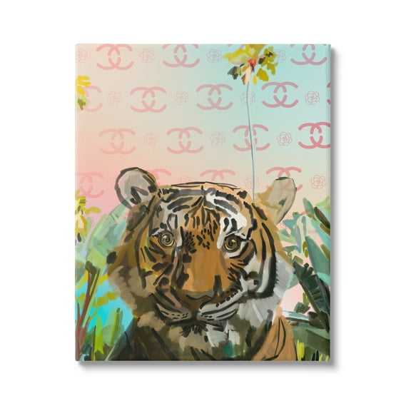 Stupell Industries Glam Tropical Tiger Animals & Insects Painting Gallery Wrapped Canvas Print Wall Art, 16 x 20