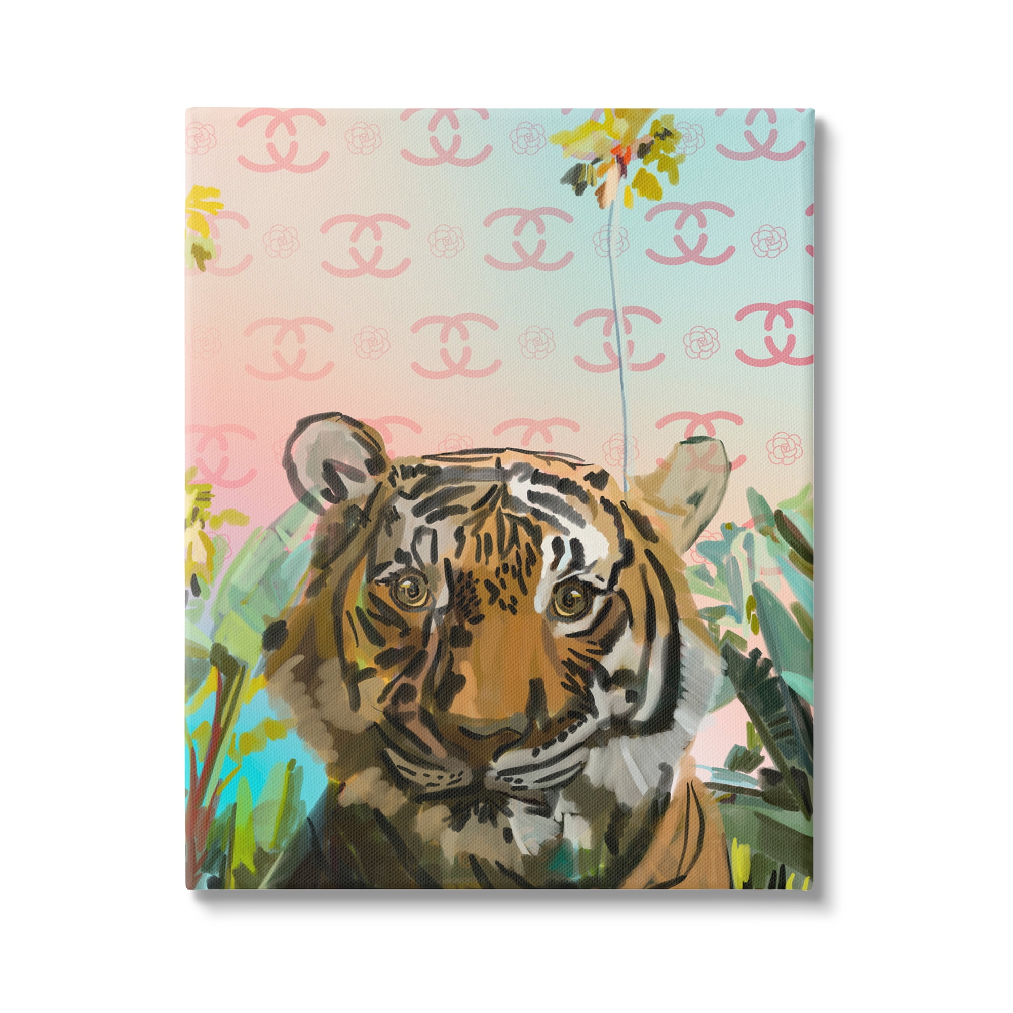 Stupell Industries Glam Tropical Tiger Animals & Insects Painting Gallery Wrapped Canvas Print Wall Art, 36 x 48