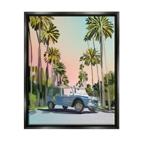 Stupell Industries Glam Tropical Truck Transportation Painting Black Floater Framed Canvas Art Print Wall Art, 17 x 21