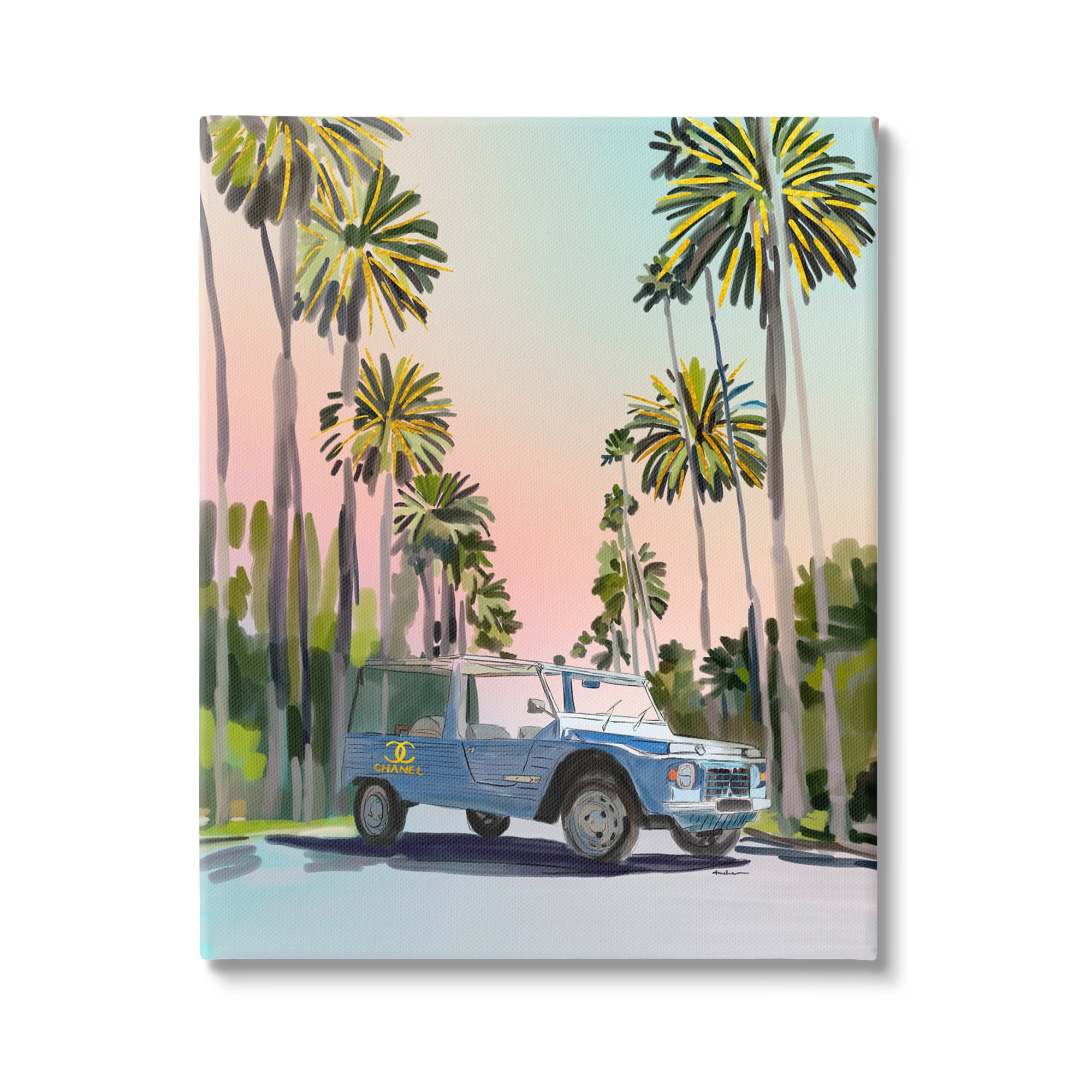 Stupell Industries Glam Tropical Truck Transportation Painting Gallery Wrapped Canvas Art Print Wall Art, 16 x 20