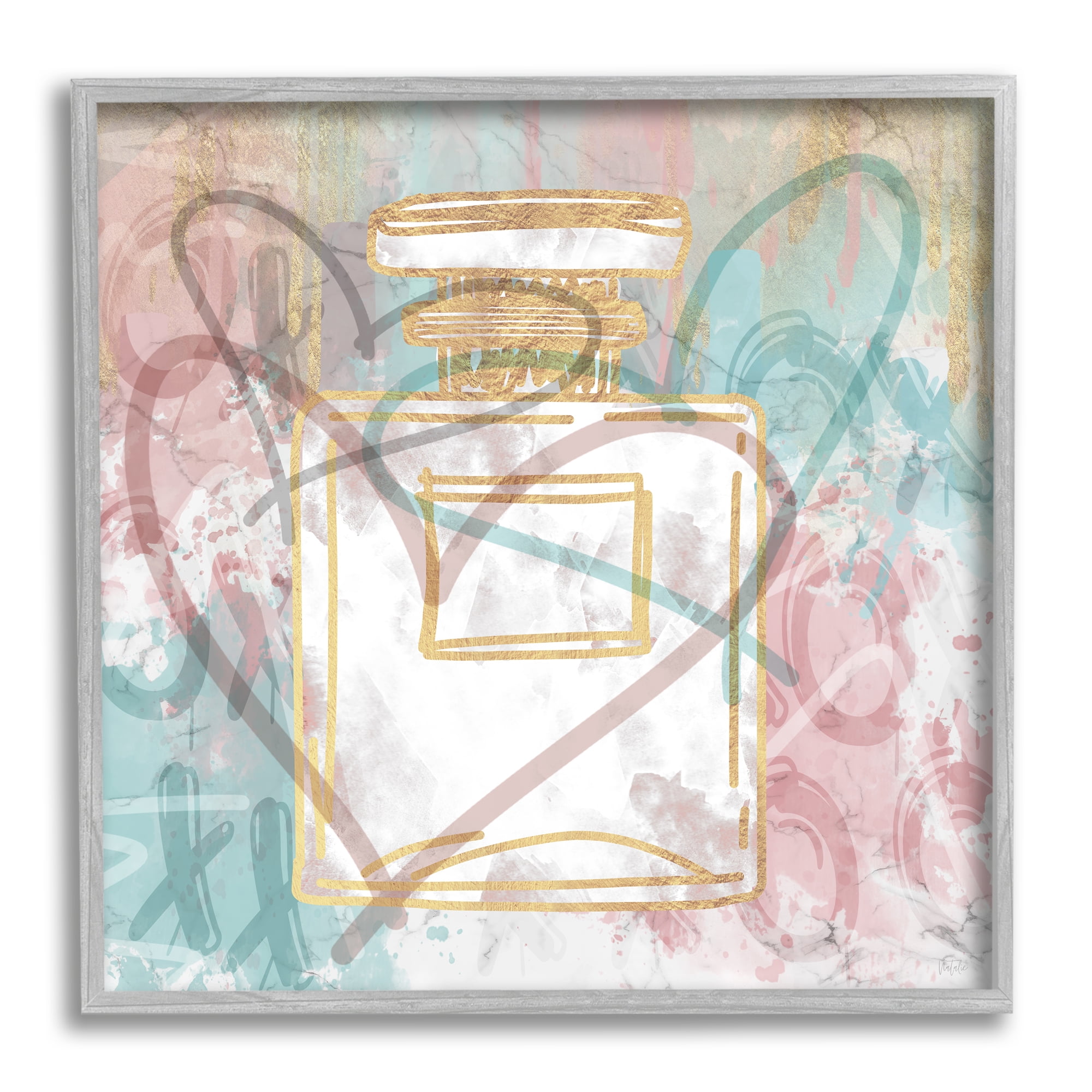 Stupell Industries Glam Urban Pattern Perfume Abstract Painting Gray Framed Art Print Wall Art, 17 x 17