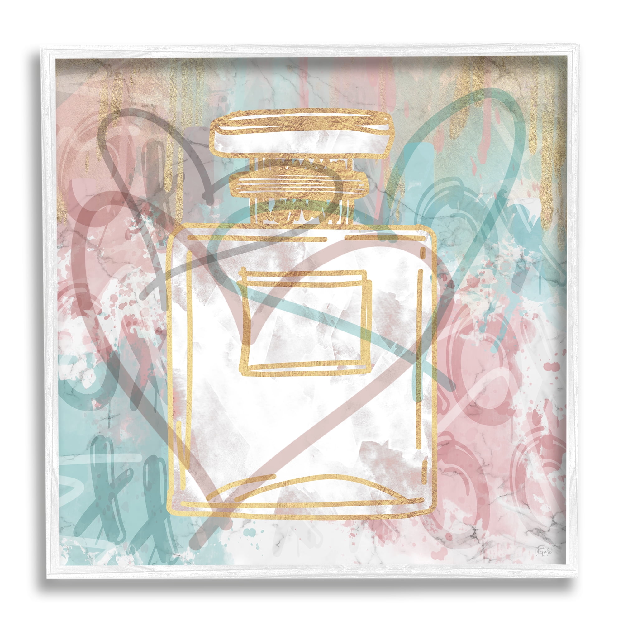 Stupell Industries Glam Urban Pattern Perfume Abstract Painting White Framed Art Print Wall Art, 12 x 12
