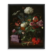Stupell Industries Glam Vintage Bouquet Botanical & Floral Painting Black Floater Framed Art Print Wall Art, 17 x 21