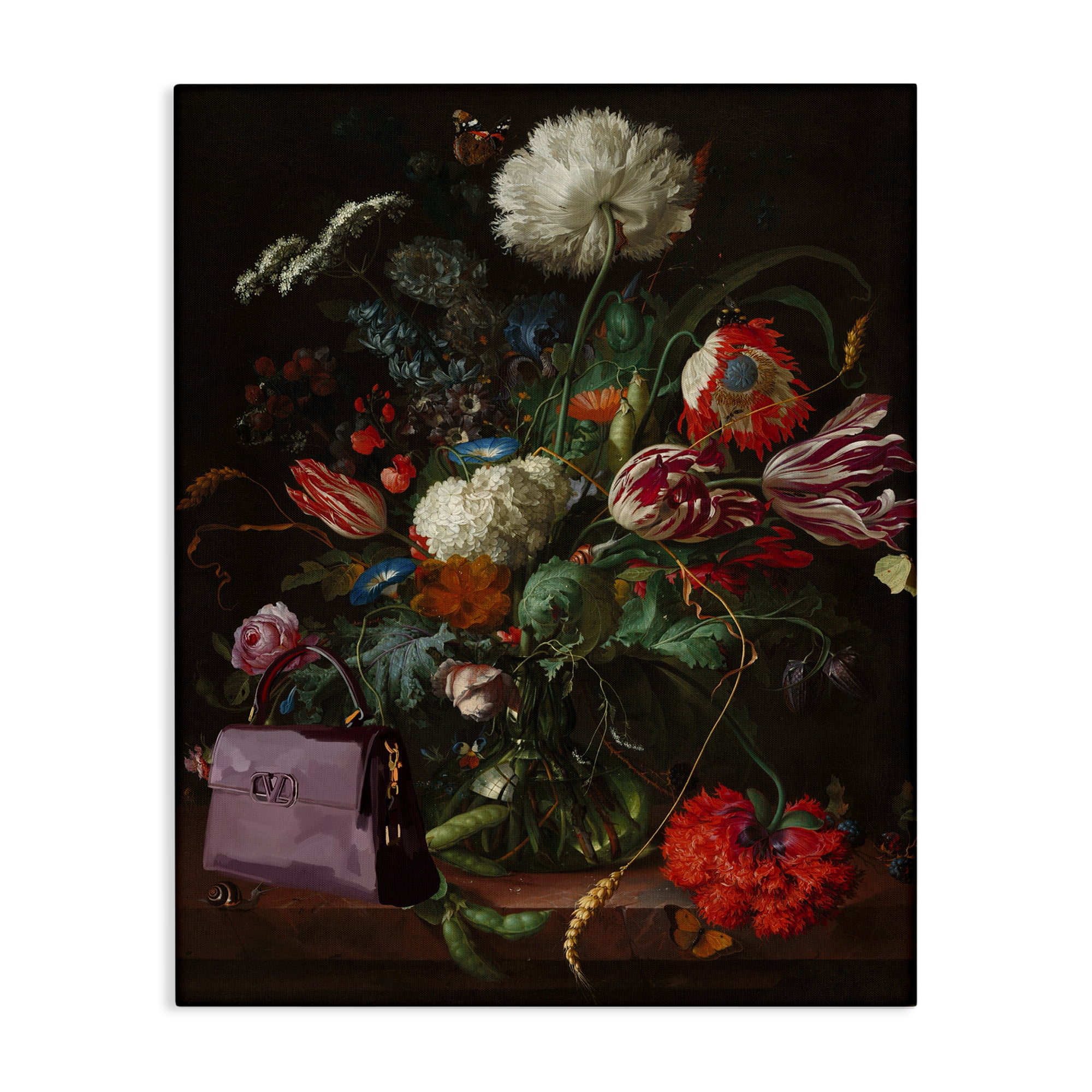 Stupell Industries Glam Vintage Bouquet Botanical & Floral Painting Gallery Wrapped Canvas Art Print Wall Art, 24 x 30