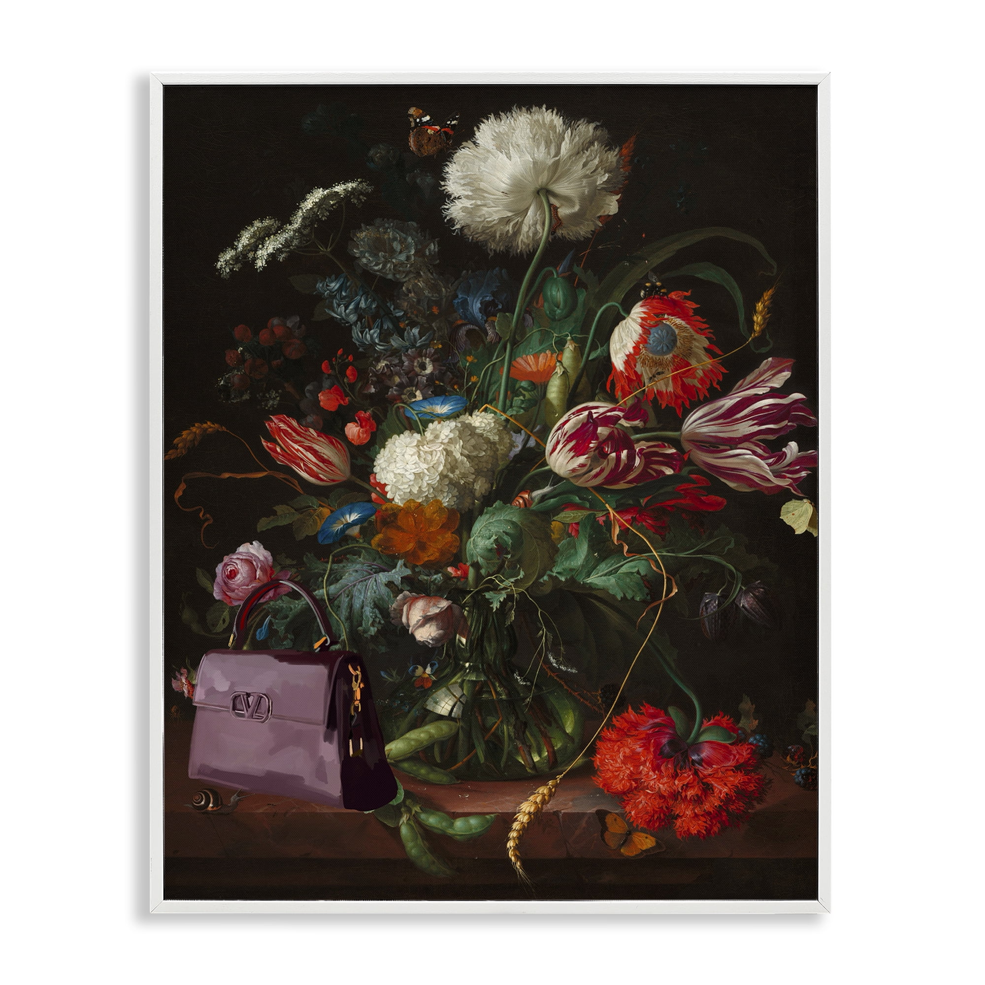 Stupell Industries Glam Vintage Bouquet Botanical & Floral Painting White Framed Art Print Wall Art, 16 x 20