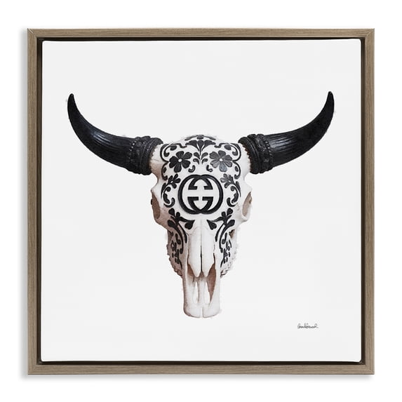 Stupell Industries Glam Western Fashion Skull Brown Floating Frame Canvas Art, 18 x 18, by Amanda Greenwood