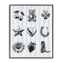Stupell Industries Glam Western on Blue Black Framed Giclee Art design by Lil' Rue, 14 x 11