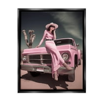Stupell Industries Glam Woman in Desert Transportation Photography Black Floater Framed Canvas Art Print Wall Art, 17 x 21
