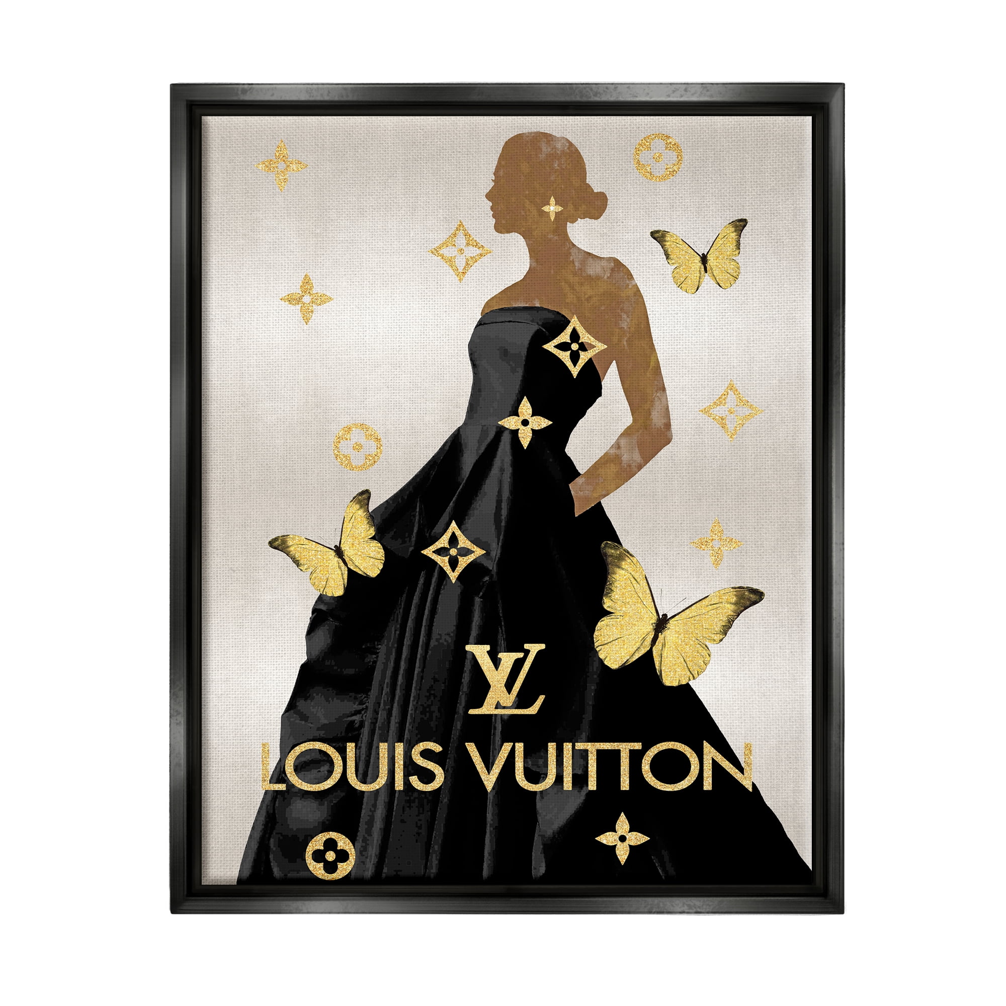 Stupell Industries Glam Woman with Butterflies Animals & Insects Painting Black Floater Framed Art Print Wall Art, 17 x 21