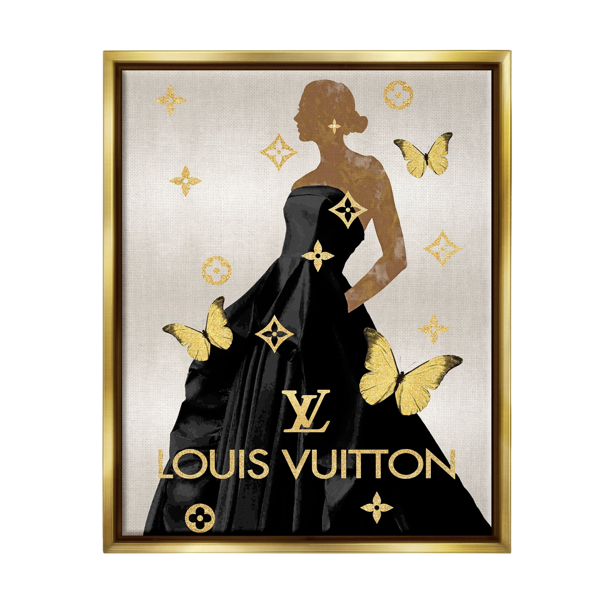 Stupell Industries Glam Woman with Butterflies Animals & Insects Painting Gold Floater Framed Art Print Wall Art, 25 x 31