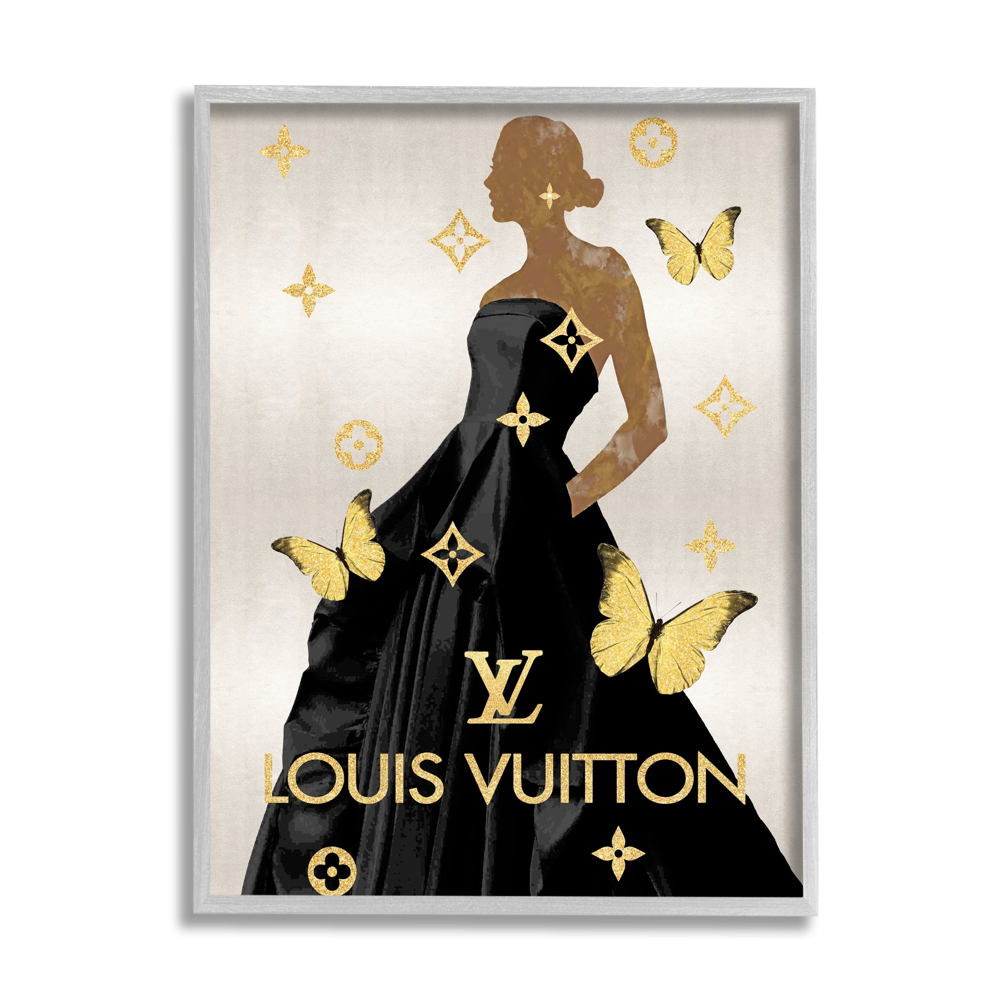 Stupell Industries Glam Woman with Butterflies Animals & Insects Painting Gray Framed Art Print Wall Art, 16 x 20