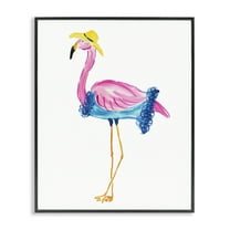 Stupell Industries Glamorous Beach Flamingo Animals & Insects Painting Black Framed Art Print Wall Art, 11 x 14