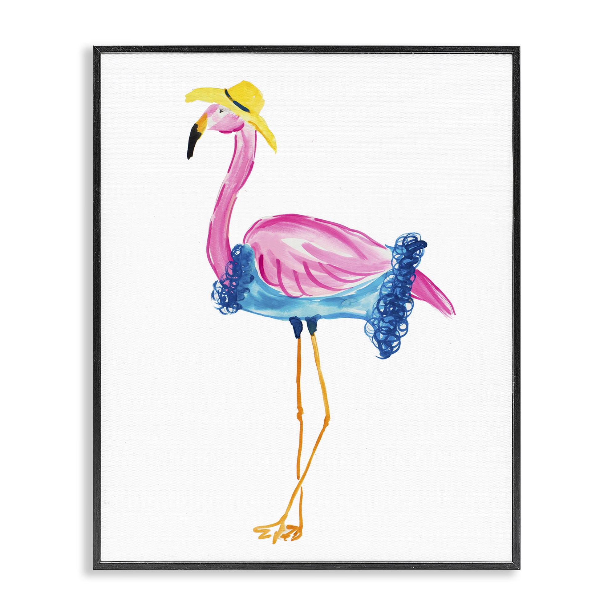 Stupell Industries Glamorous Beach Flamingo Animals & Insects Painting Black Framed Art Print Wall Art, 24 x 30