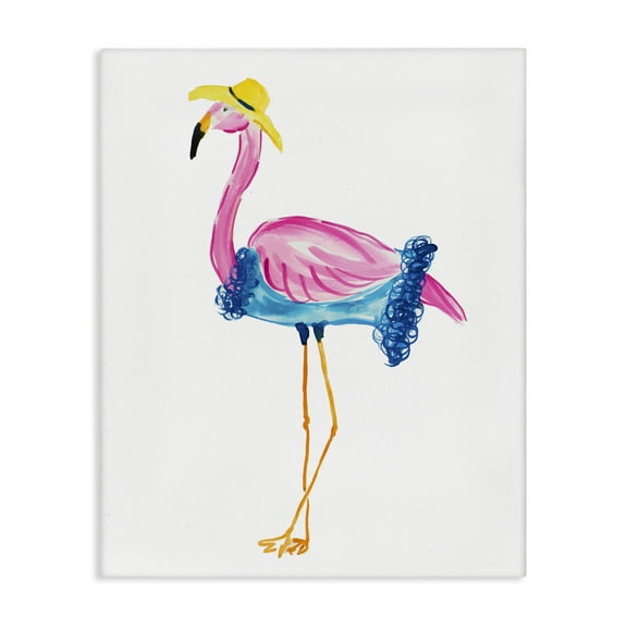 Stupell Industries Glamorous Beach Flamingo Animals & Insects Painting Gallery Wrapped Canvas Art Print Wall Art, 16 x 20