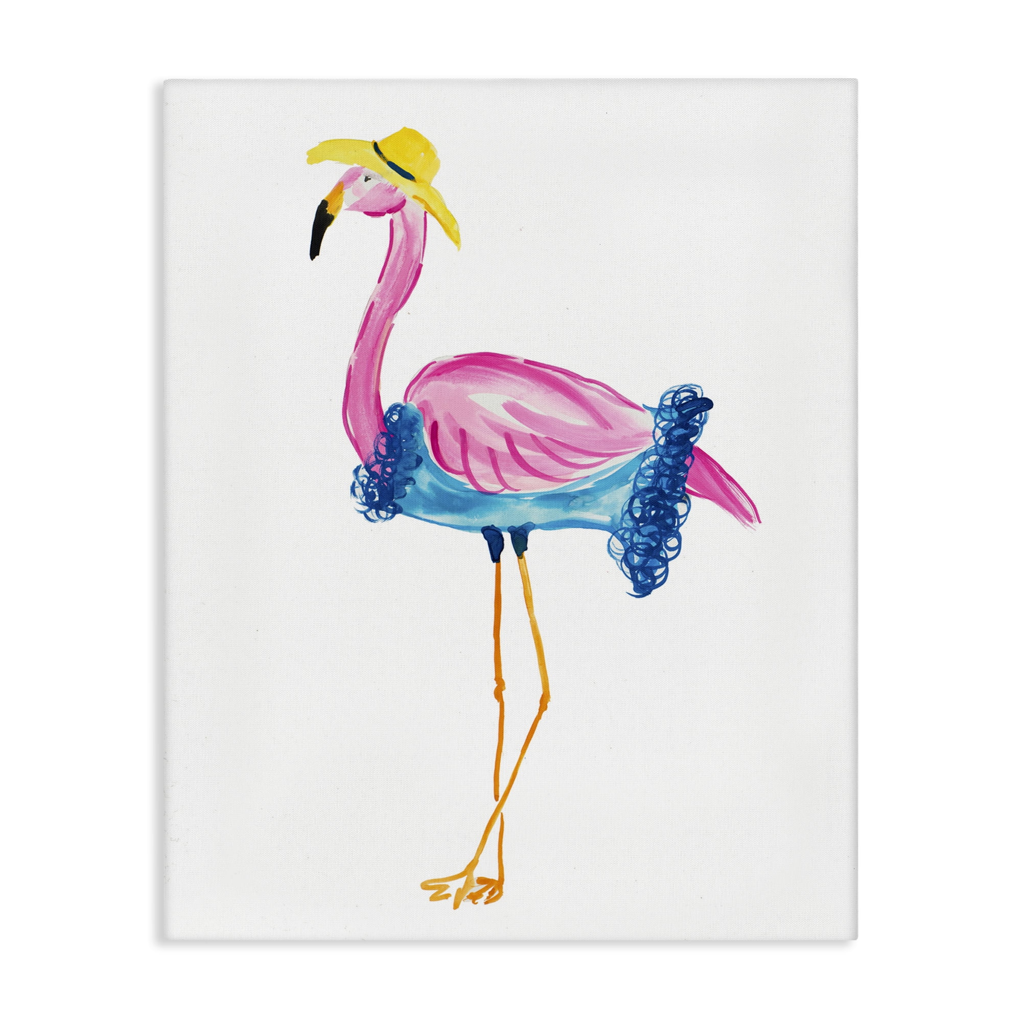 Stupell Industries Glamorous Beach Flamingo Animals & Insects Painting Gallery Wrapped Canvas Art Print Wall Art, 24 x 30