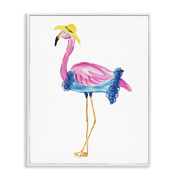 Stupell Industries Glamorous Beach Flamingo Animals & Insects Painting White Framed Art Print Wall Art, 11 x 14