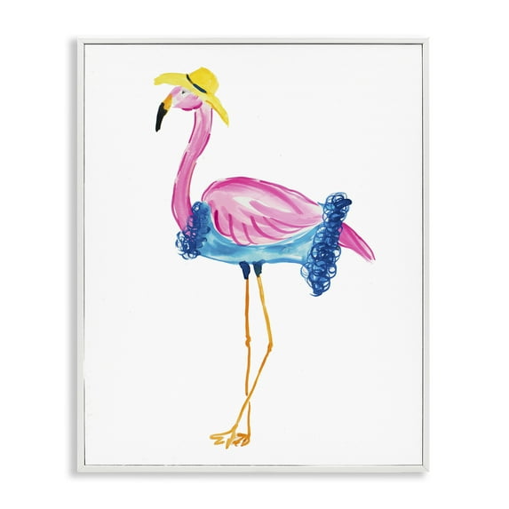 Stupell Industries Glamorous Beach Flamingo Animals & Insects Painting White Framed Art Print Wall Art, 24 x 30