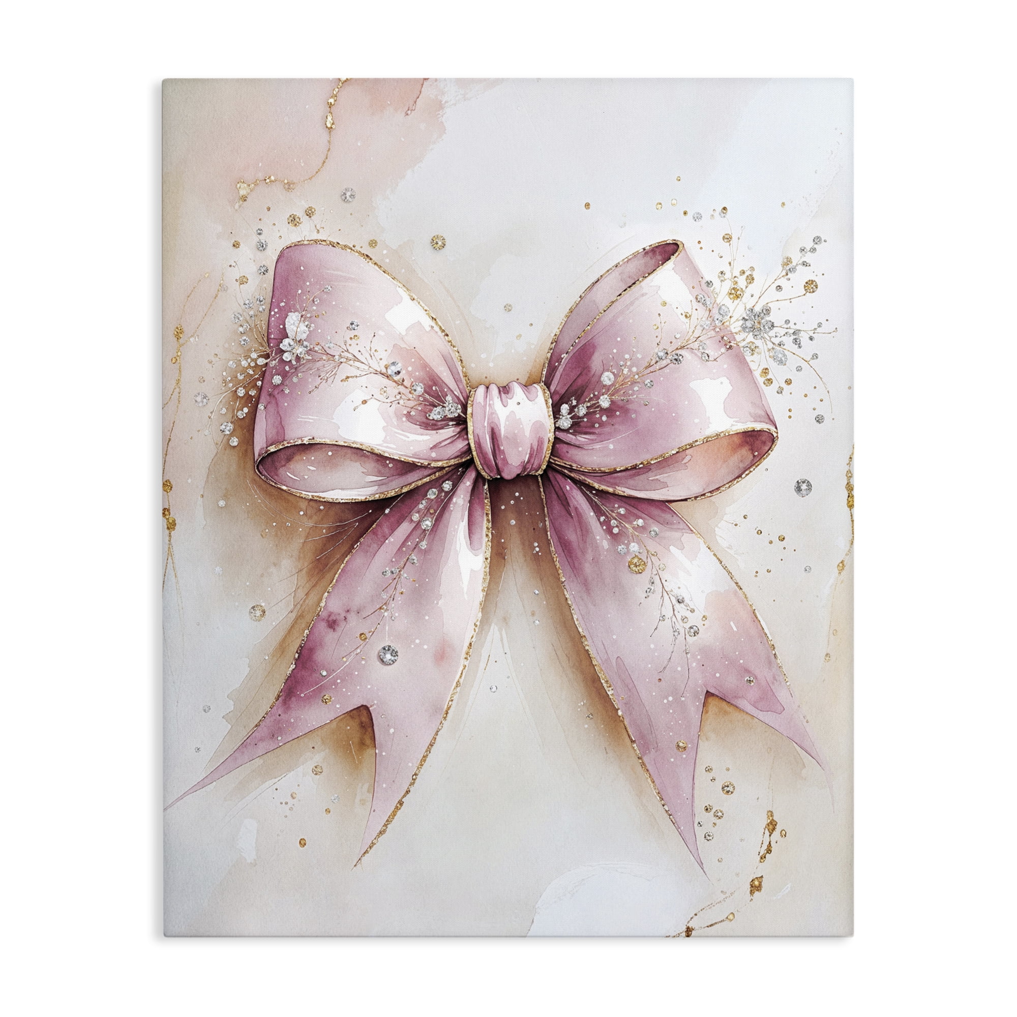 Stupell Industries Glamorous Blush Pink Bow Canvas Wall Art, design by Nataly White