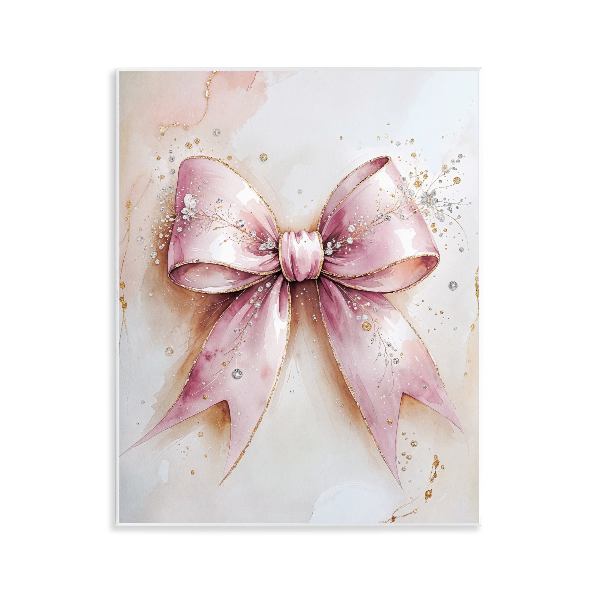Stupell Industries Glamorous Blush Pink Bow Wall Plaque Art, design by Nataly White