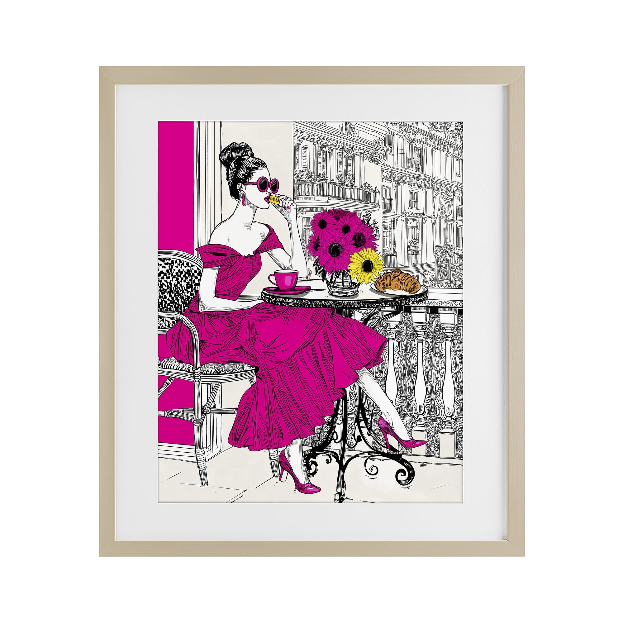 Stupell Industries Glamorous Brunch on Balcony Birch Framed Print Under Glass, design by Jess Stempel