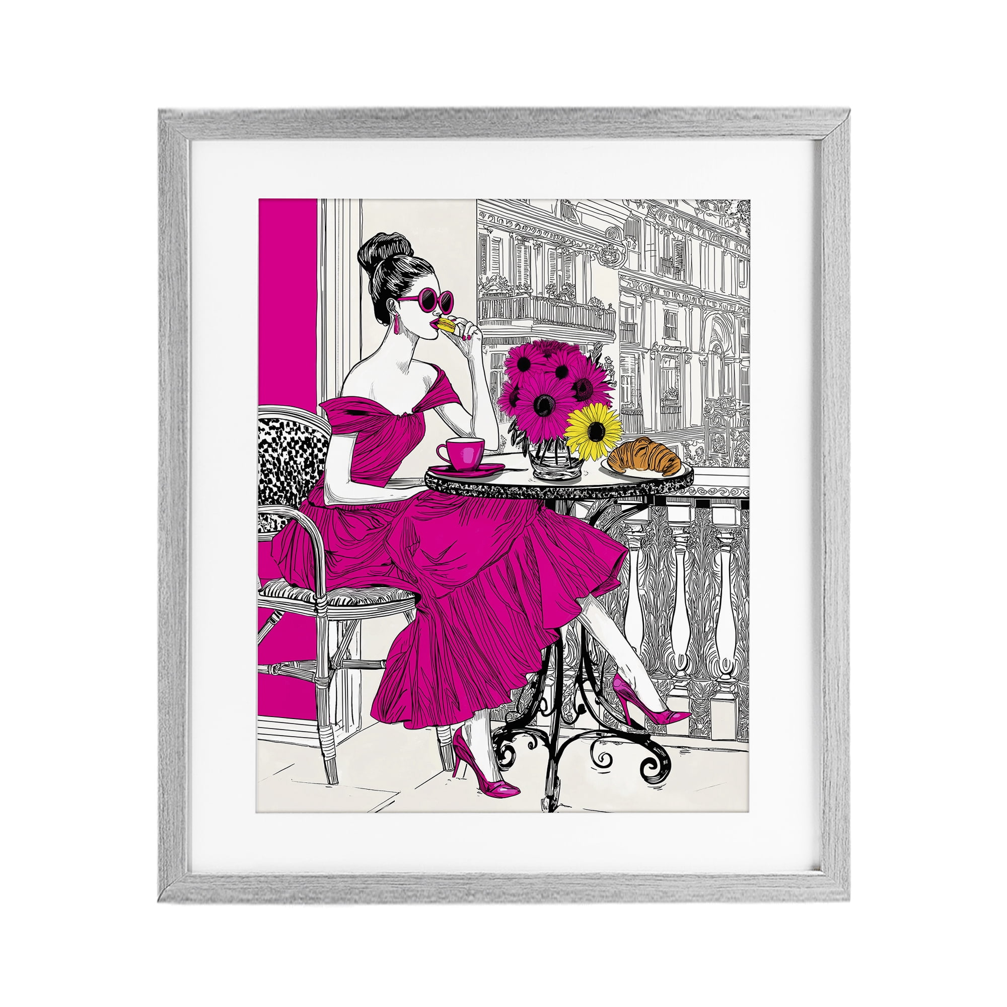 Stupell Industries Glamorous Brunch on Balcony Gray Framed Print Under Glass, design by Jess Stempel