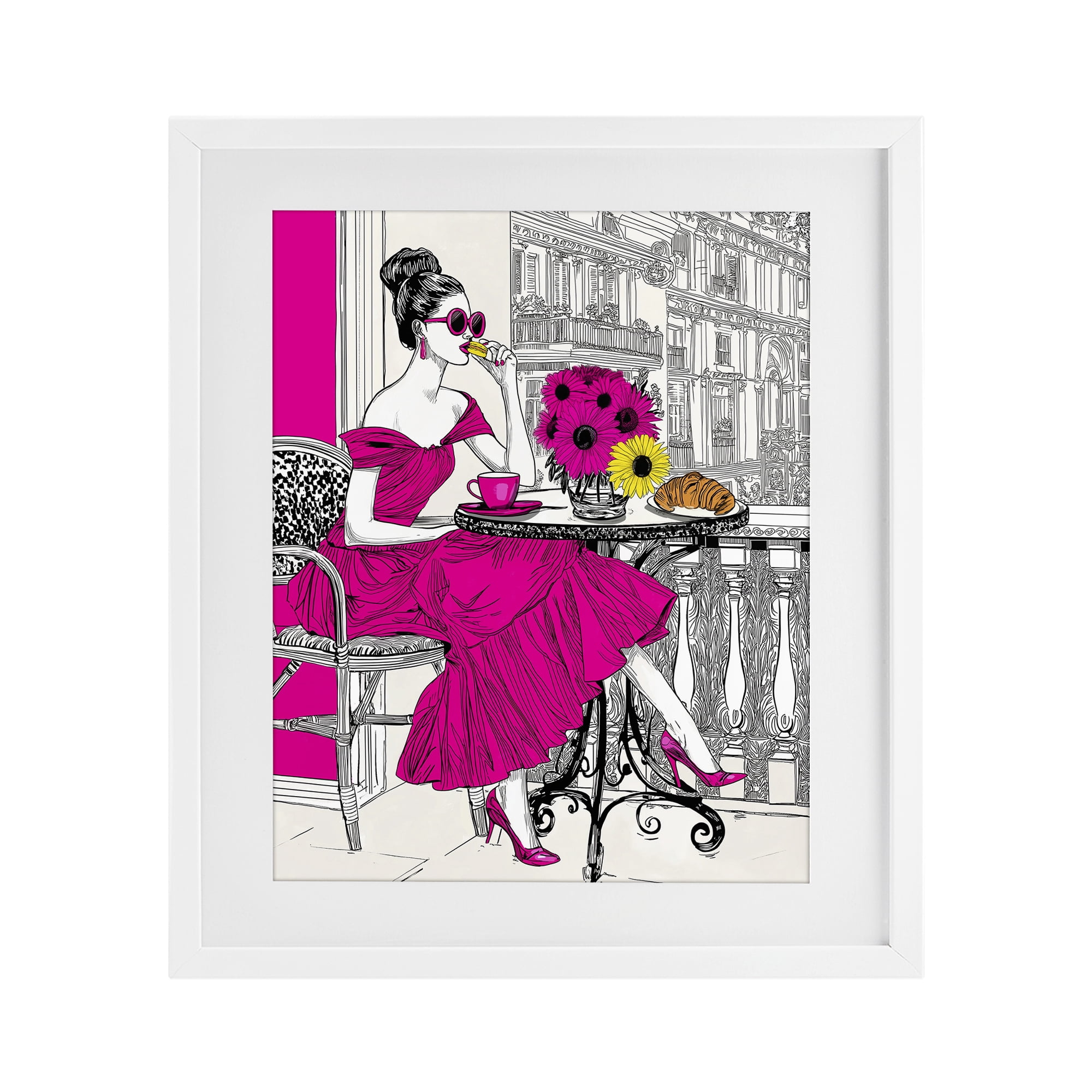 Stupell Industries Glamorous Brunch on Balcony White Framed Print Under Glass, design by Jess Stempel