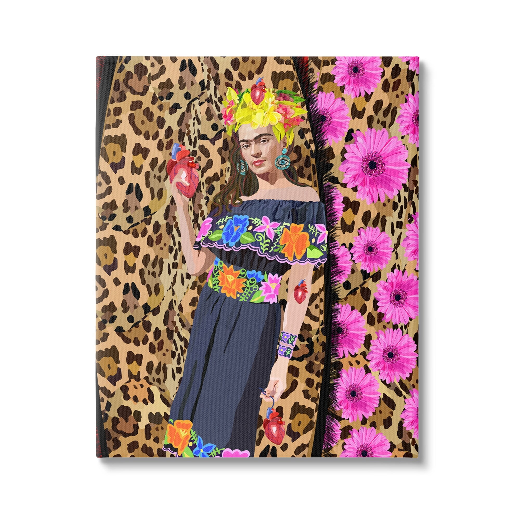 Stupell Industries Glamorous Frida Standing Leopard Pattern Bold Floral , 16 x 20, Design by Lynnda Rakos
