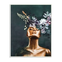 Stupell Industries Glamour Bronze Female Portrait Succulent Plants Graphic Art Unframed Art Print Wall Art, 10x15, by Design Fabrikken