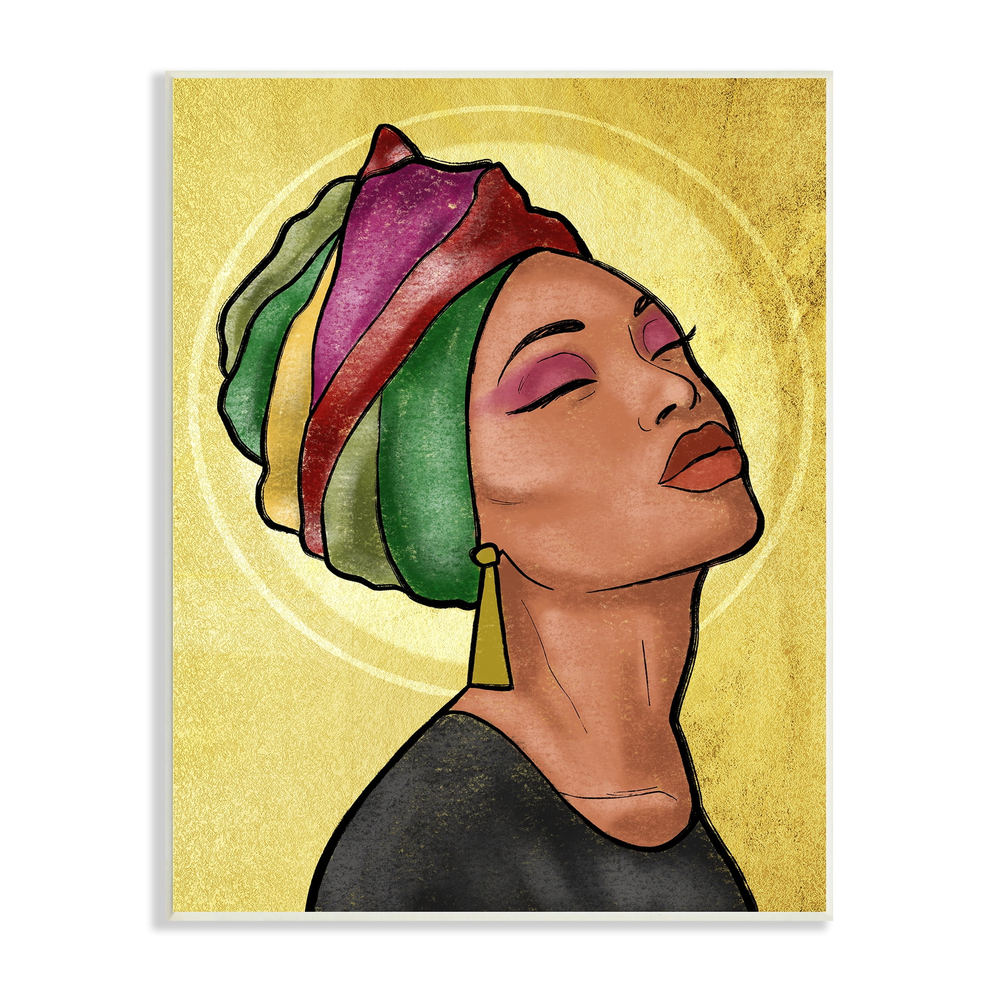 Stupell Industries Glamour Woman Portrait Fashion Cosmetics and Headwrap World Cultures Painting Unframed Art Print Wall Art, 10 x 15