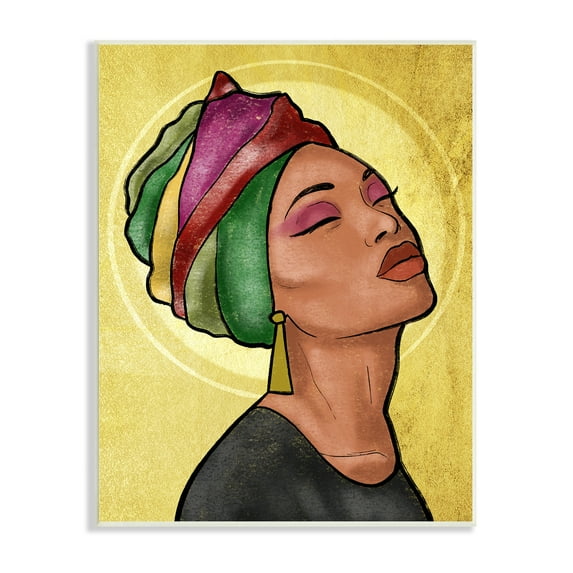 Stupell Industries Glamour Woman Portrait Fashion Cosmetics and Headwrap World Cultures Painting Unframed Art Print Wall Art, 13 x 19