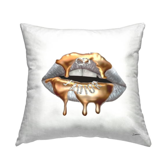 Stupell Industries Glamourous Silver Lip Portrait High Fashion Styling Grey,18 x 7 x 18 Decorative Pillows