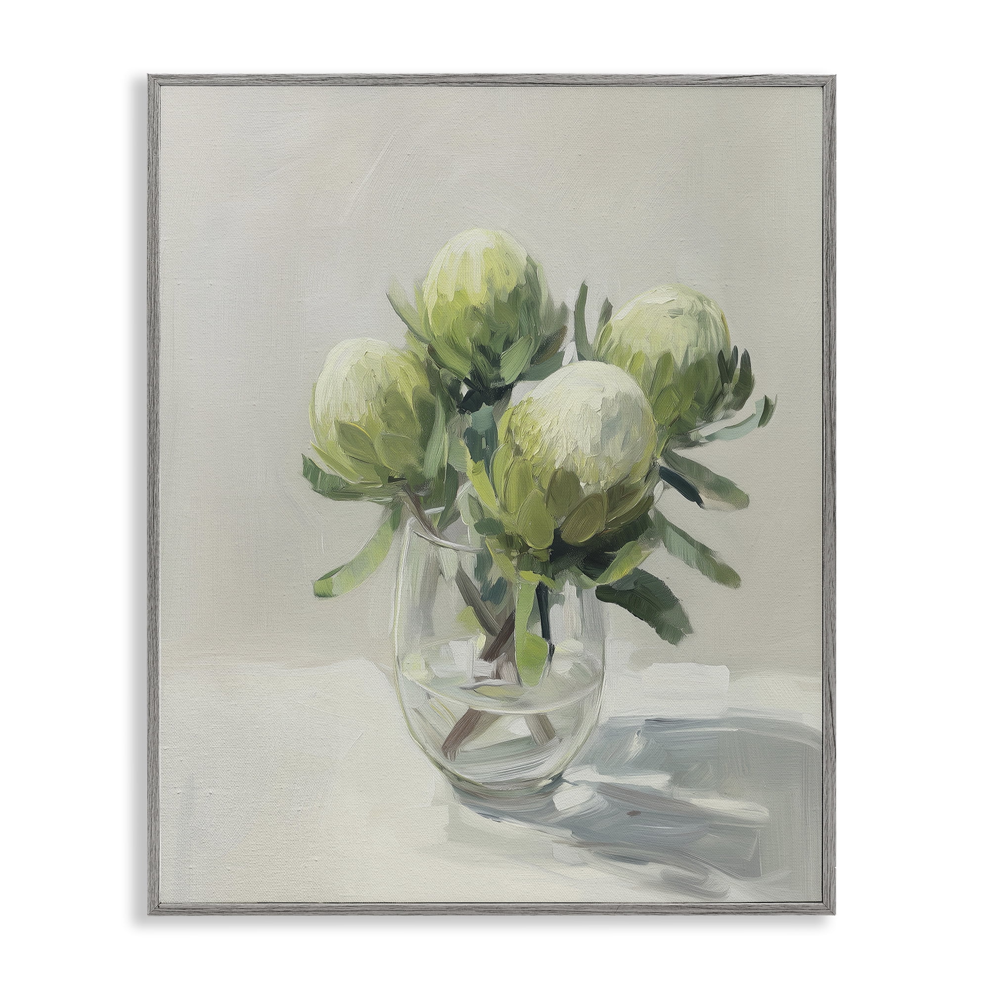 Stupell Industries Glass & Bloom Still Life Gray Framed Giclee Art, design by Svetlana Aleynikova