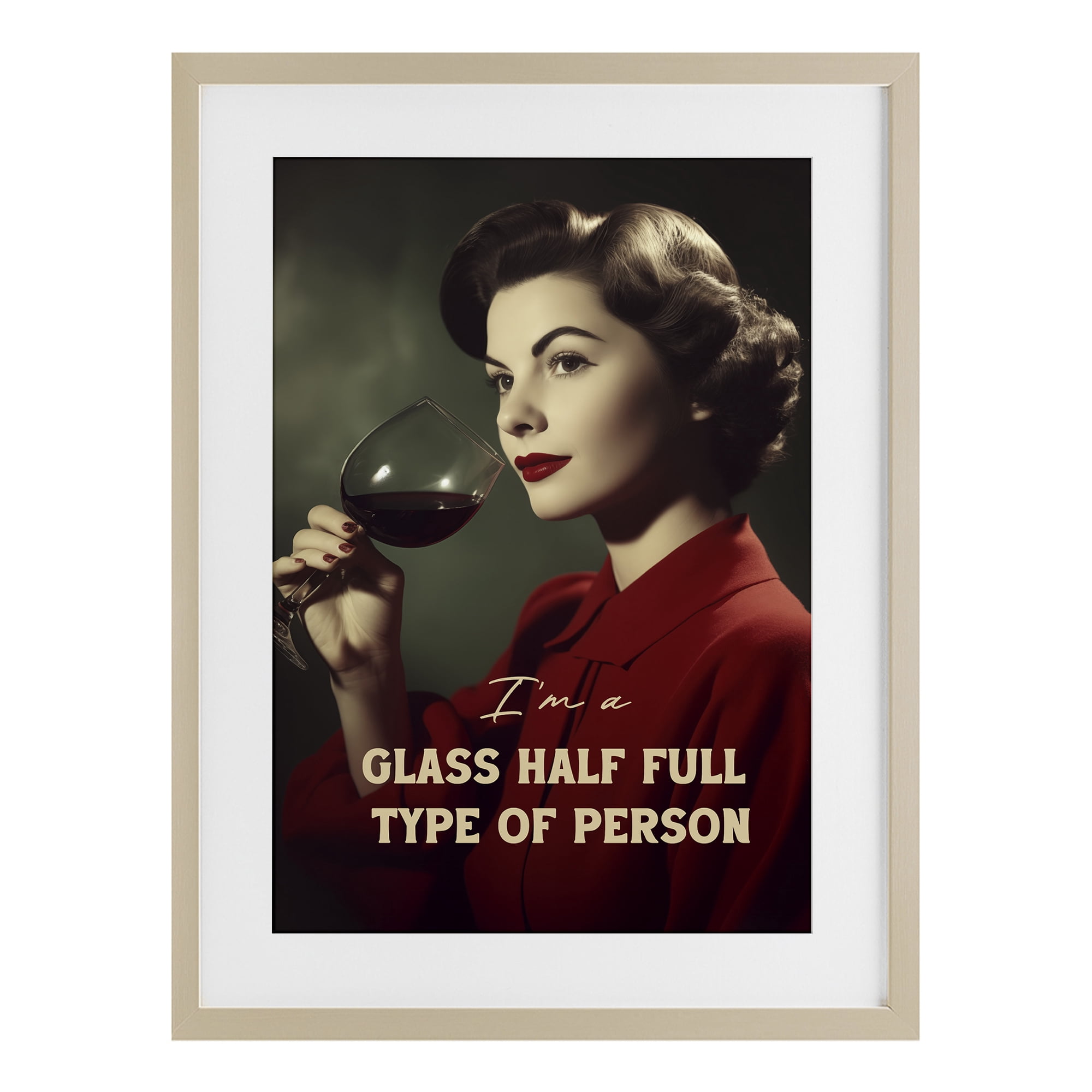 Stupell Industries Glass Half Full Person Birch Framed Print Under Glass, design by Andreas Magnusson