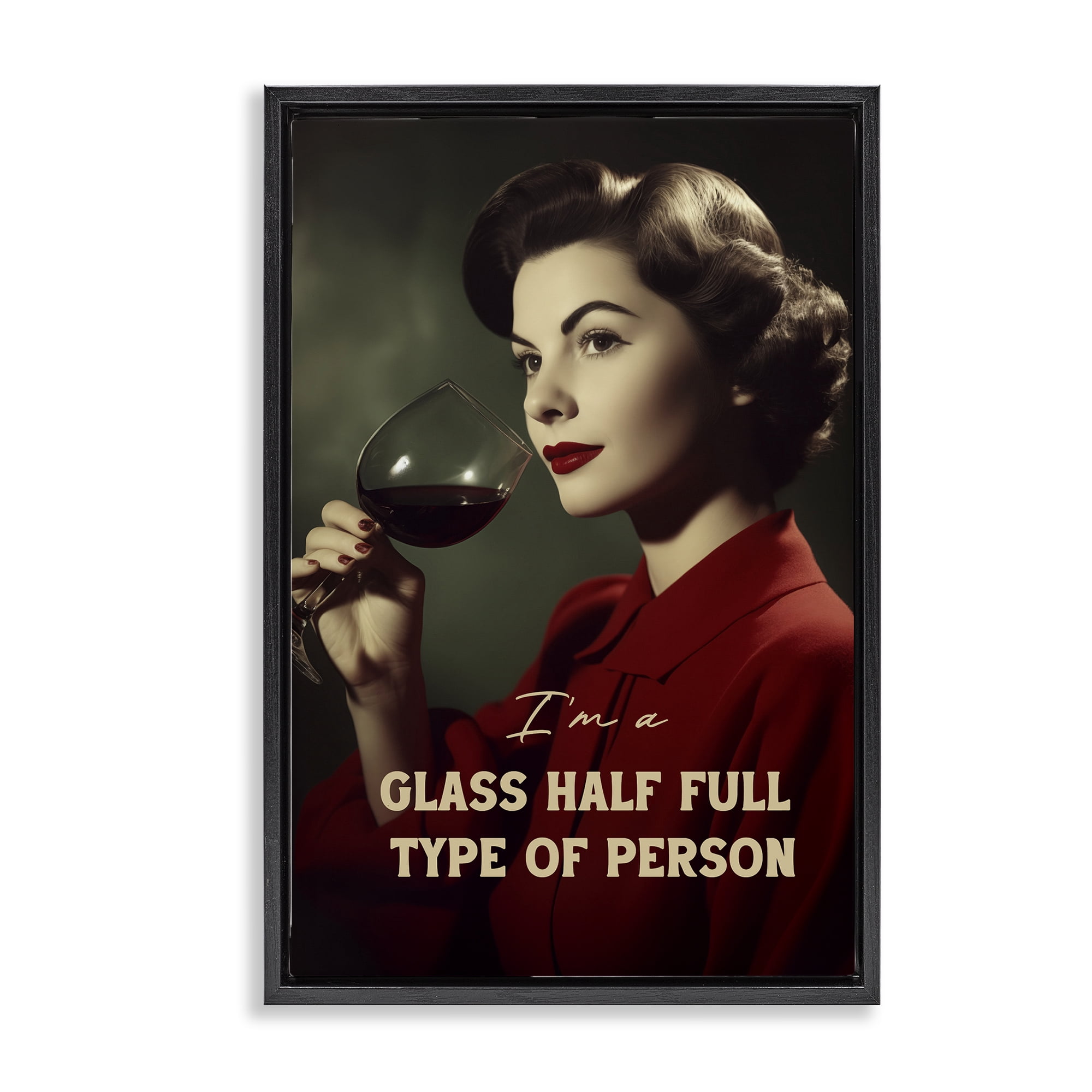 Stupell Industries Glass Half Full Person Black Framed Floater Canvas Wall Art, design by Andreas Magnusson