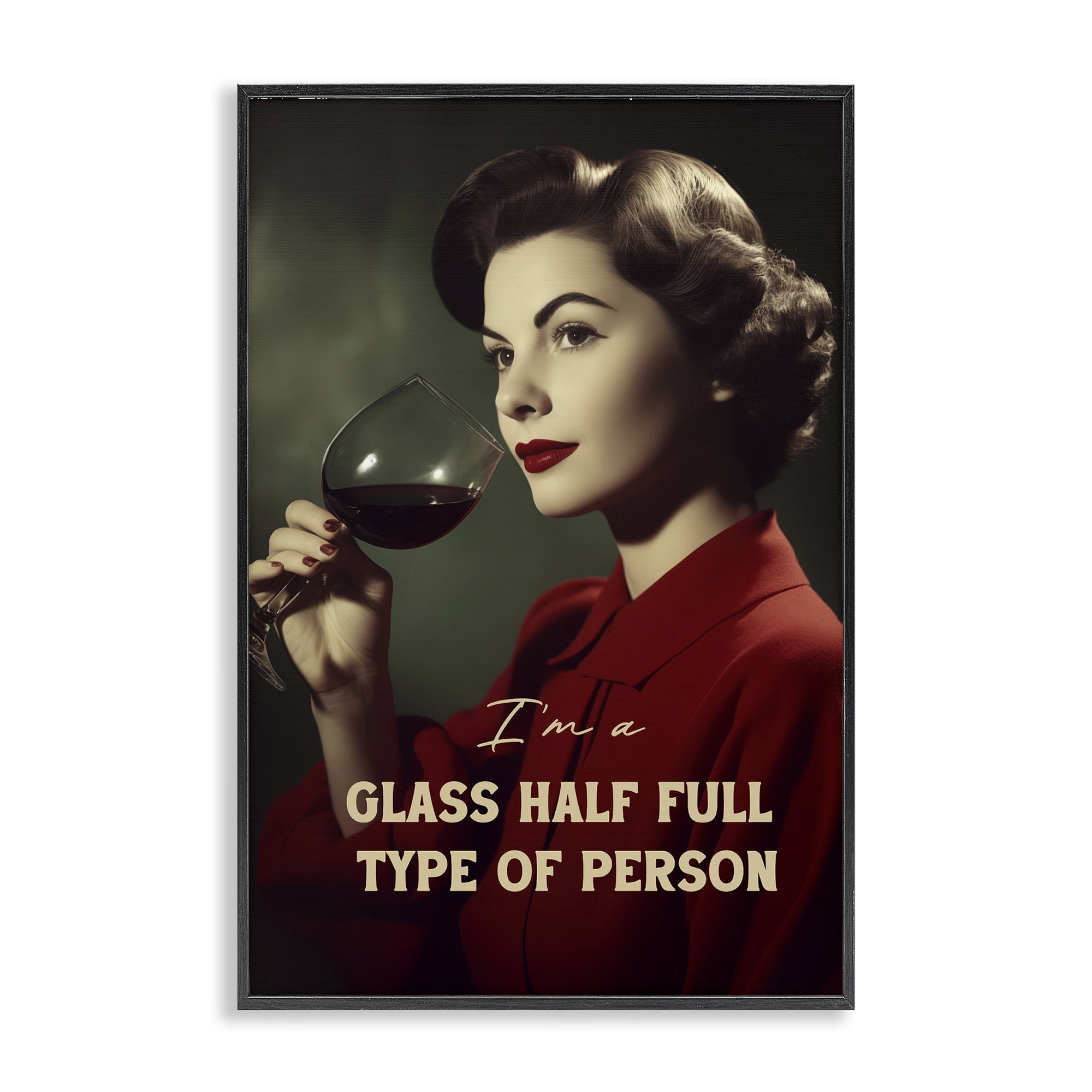Stupell Industries Glass Half Full Person Black Framed Giclee Art, design by Andreas Magnusson