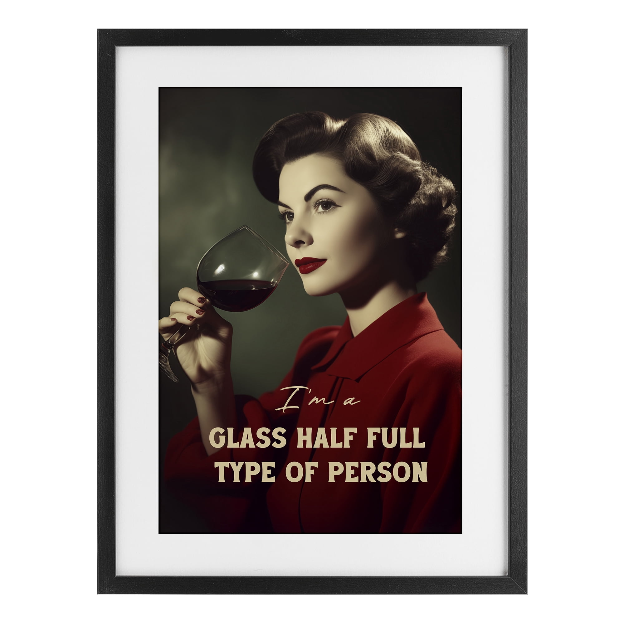 Stupell Industries Glass Half Full Person Black Framed Print Under Glass, design by Andreas Magnusson