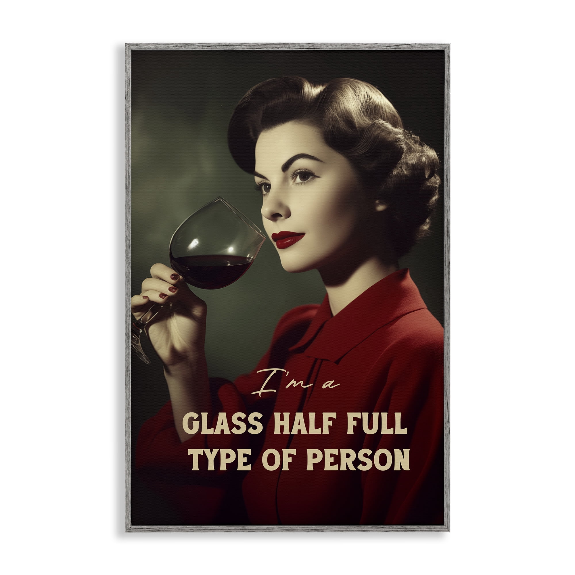 Stupell Industries Glass Half Full Person Gray Framed Giclee Art, design by Andreas Magnusson