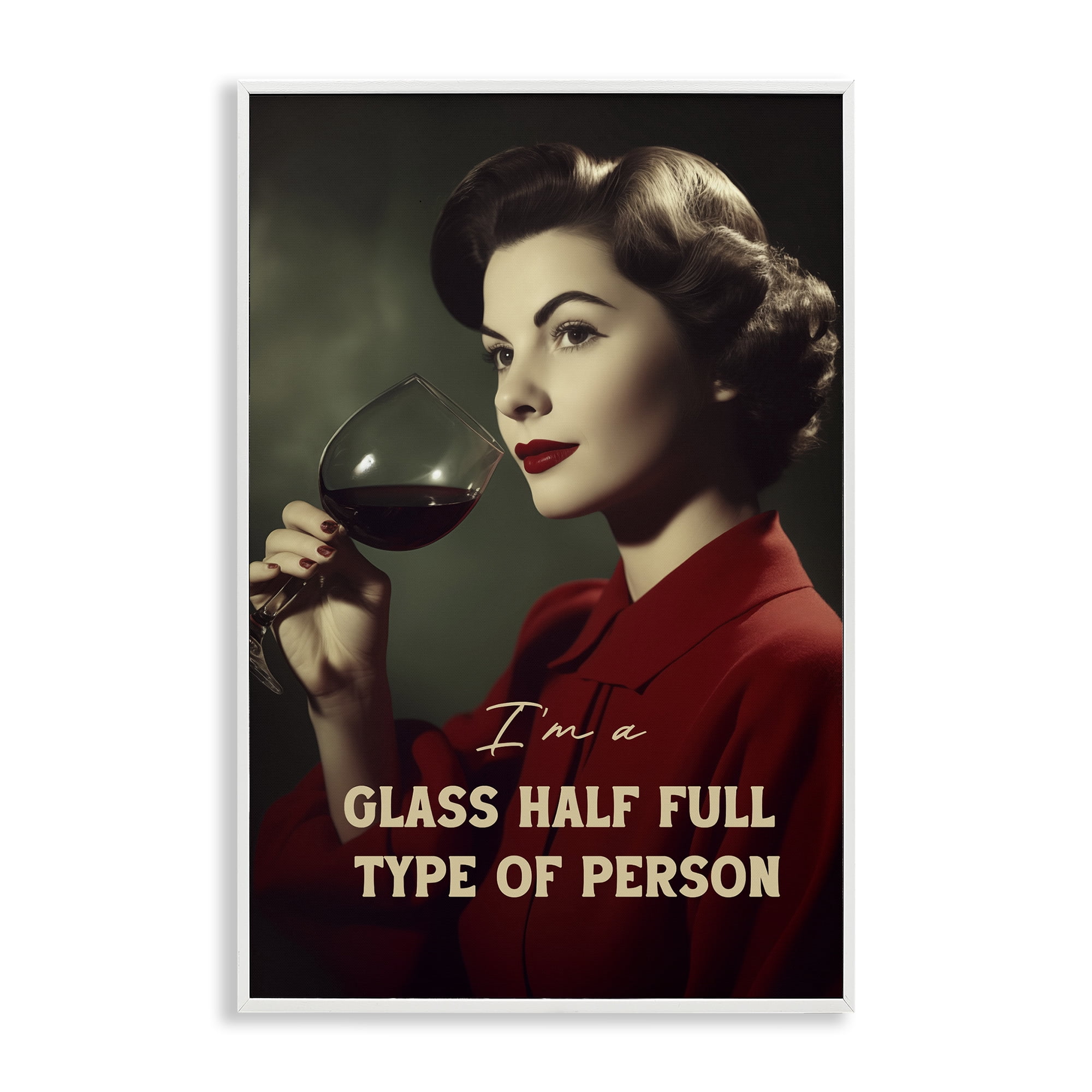 Stupell Industries Glass Half Full Person White Framed Giclee Art, design by Andreas Magnusson
